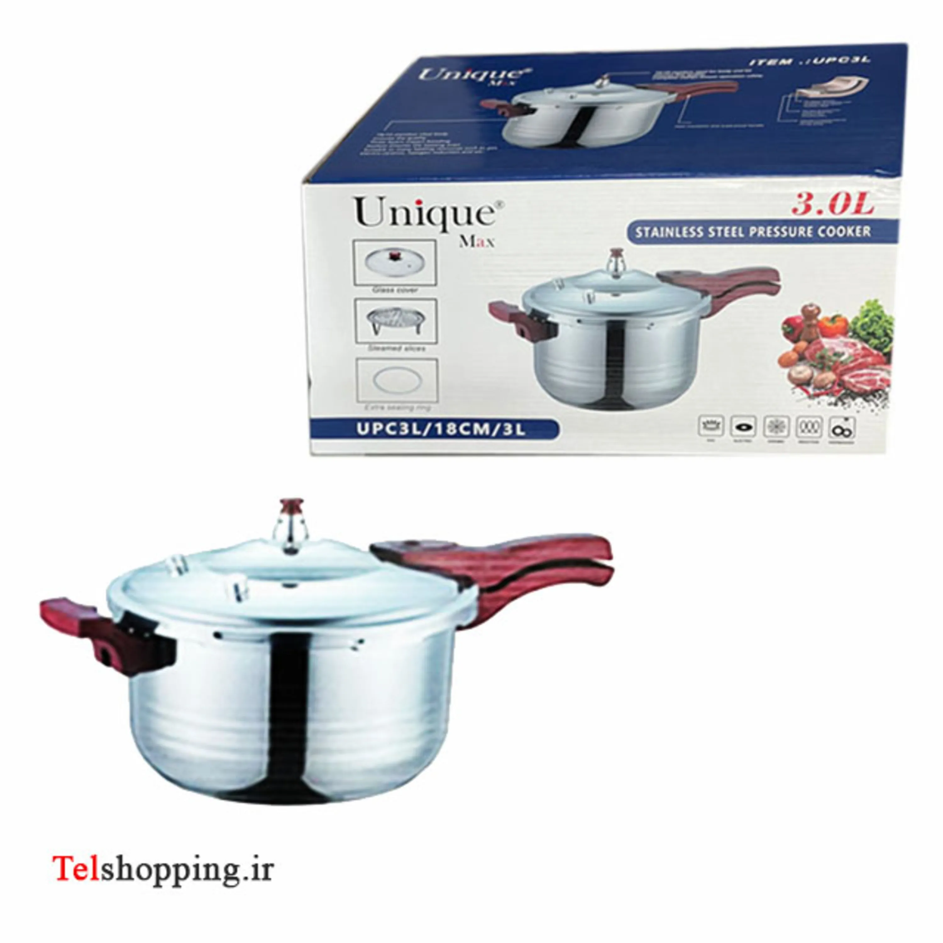 زودپز تک دسته استیل 3لیتر یونیک مکس